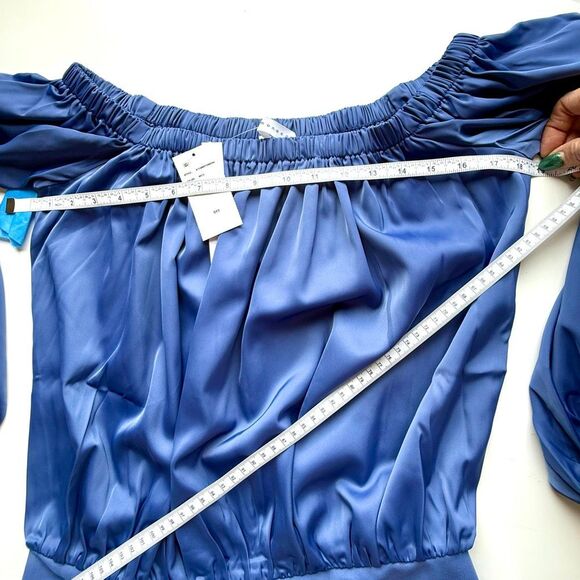 NWT Suzana Monaco off the shoulders matte satin blouson bodysuit. Size L - Picture 11 of 11